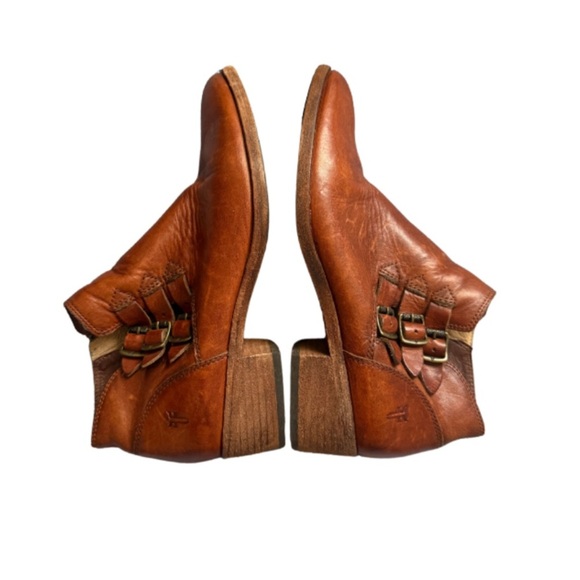 Frye Ray Belted Bootie 7.5 Brown distressed leather Western Cowboy Festival - Picture 2 of 8